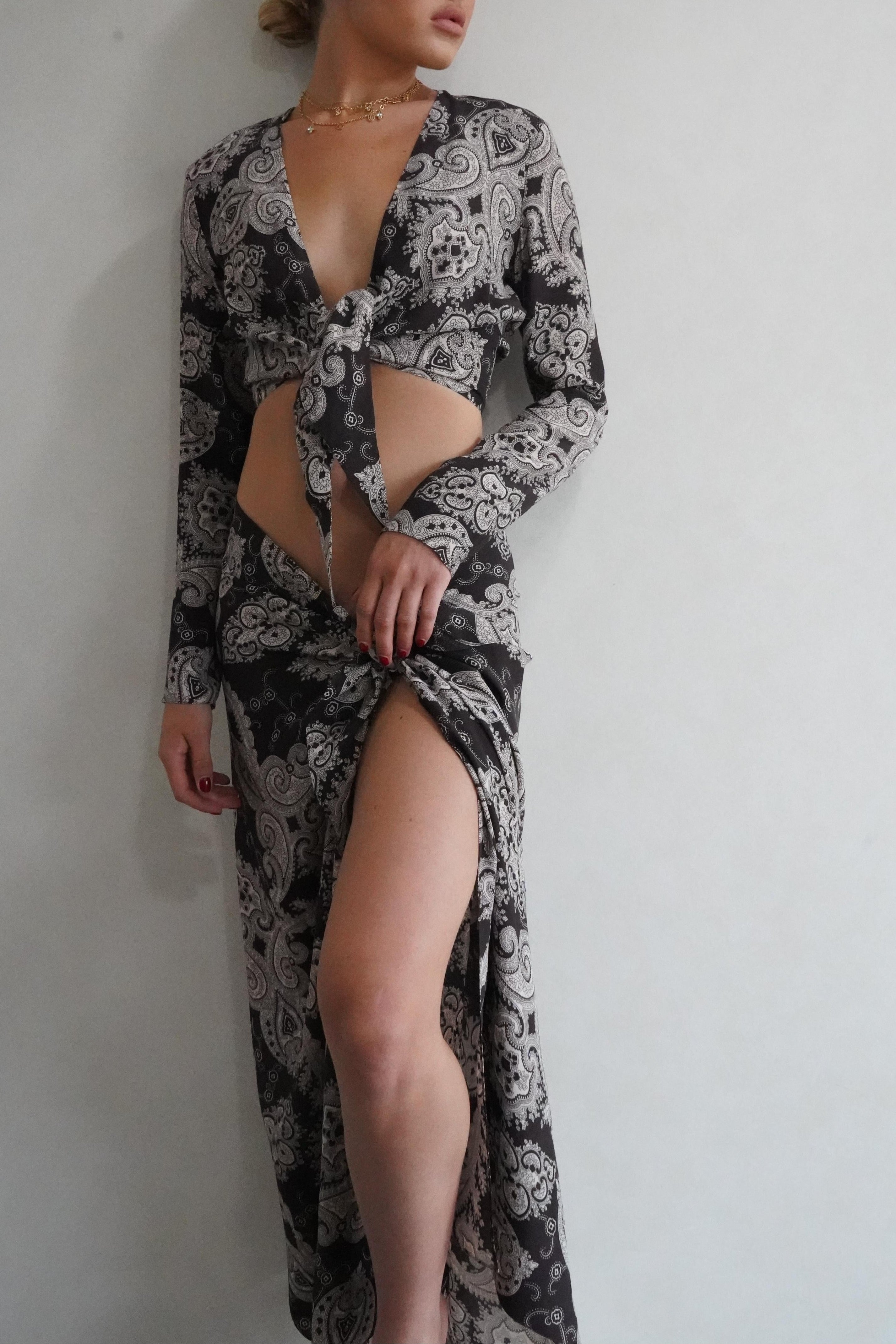 Serenity Brown Paisley - Maxi Wrap Skirt